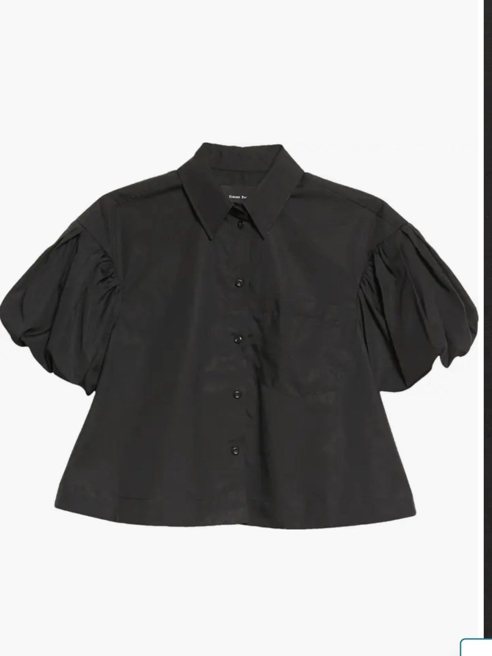 Simone Rocha Black Puff-Sleeve Button Down Shirt